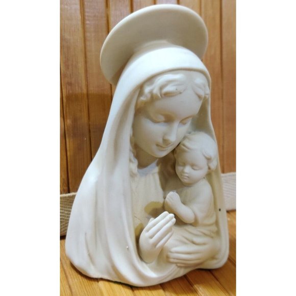 Vtg Ceramic Madonna & Child Figurine Baby & Mom Praying White Porcelain 5.5x4" - Picture 9 of 13